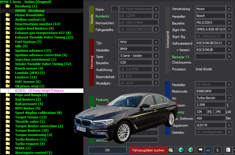 WinOLS & TunerPro Basic Mappack Bosch MG1CS003 – BMW 3.0T B58B30M0 – DME8.6B-58-S1P5 R0C9J962BCLX1 – OLS / KP / XDF / JSON / CSV