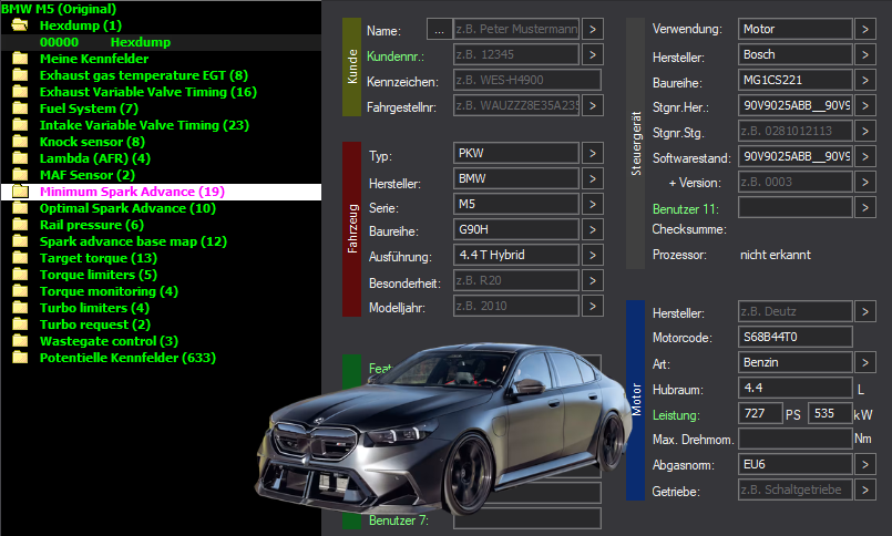 WinOLS & TunerPro Basic Mappack Bosch MG1CS221 – BMW 4.4T Hybrid S68B44T0 – 90V9025ABB_90VS – OLS / KP / XDF / JSON / CSV