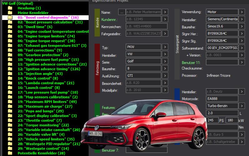 WinOLS & TunerPro Basic Mappack Siemens SIMOS19.6 – VAG 2.0T EA888 – 8Y0906264C 001EV_ECM20TFS0205H0906259H – OLS / KP / XDF / JSON / CSV