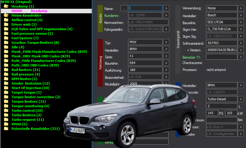WinOLS & TunerPro Basic Mappack + DTC Bosch EDC17C06 – BMW 2.0D N47D20C – O_7S37UB121A 507453 – OLS / KP / XDF / JSON / CSV