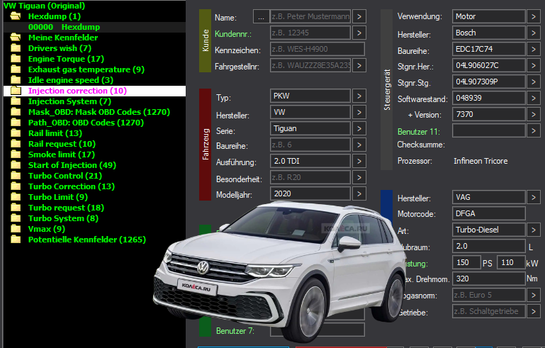 WinOLS & TunerPro Basic Mappack + DTC Bosch EDC17C74 – VAG 2.0D DFGA – 04L906027C 048939 – OLS / KP / XDF / JSON / CSV