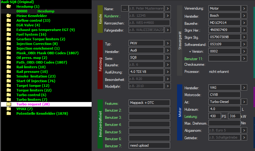 WinOLS & TunerPro Basic Mappack + DTC Bosch MD1CP014 – VAG 4.0D CVXB – 4N0907409 053109 – OLS / KP / XDF / JSON / CSV