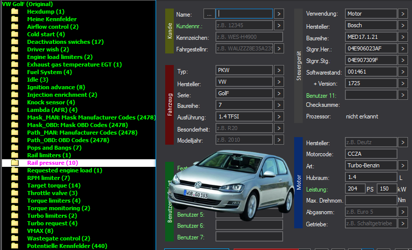 WinOLS & TunerPro Basic Mappack + DTC Bosch MED17.1.21 – VAG 1.4T CCZA – 04E906023AF 001461 – OLS  KP  XDF  JSON  CSV