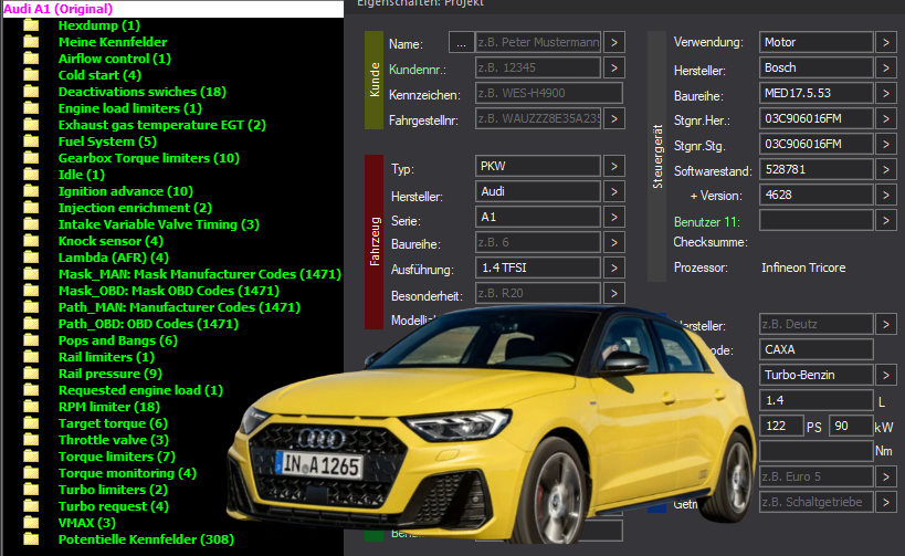 WinOLS & TunerPro Basic Mappack + DTC Bosch MED17.5.53 – VAG 1.4T CAXA – 03C906016FM 528781 – OLS / KP / XDF / JSON / CSV