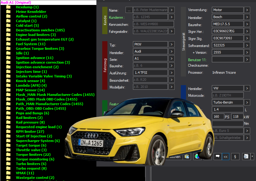 WinOLS & TunerPro Basic Mappack + DTC Bosch MED17.5.5 – VAG 1.4T – 03C906027EG 522325 – OLS / KP / XDF / JSON / CSV