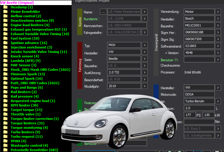 WinOLS & TunerPro Basic Mappack + DTC Bosch MG1CS001 – VAG 2.0T DDSA – 06K906016B 021865 – OLS / KP / XDF / JSON / CSV