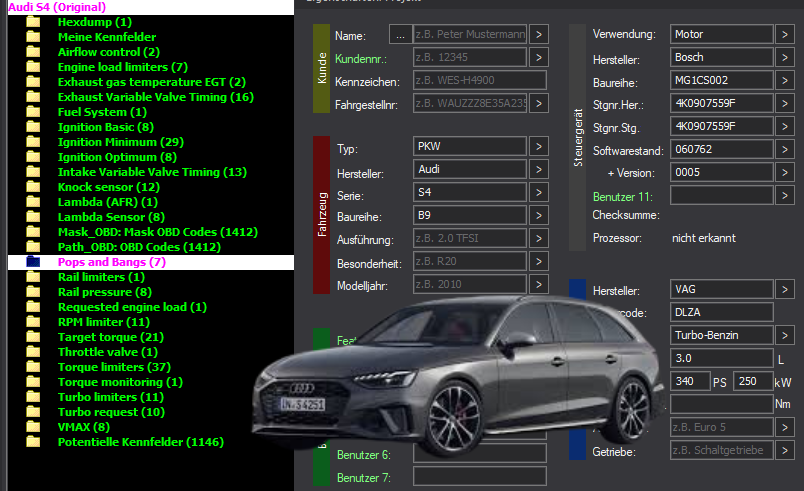 WinOLS & TunerPro Basic Mappack + DTC Bosch MG1CS002 – VAG 3.0T DLZA – 4K0907559F 060762 – OLS  KP  XDF  JSON  CSV