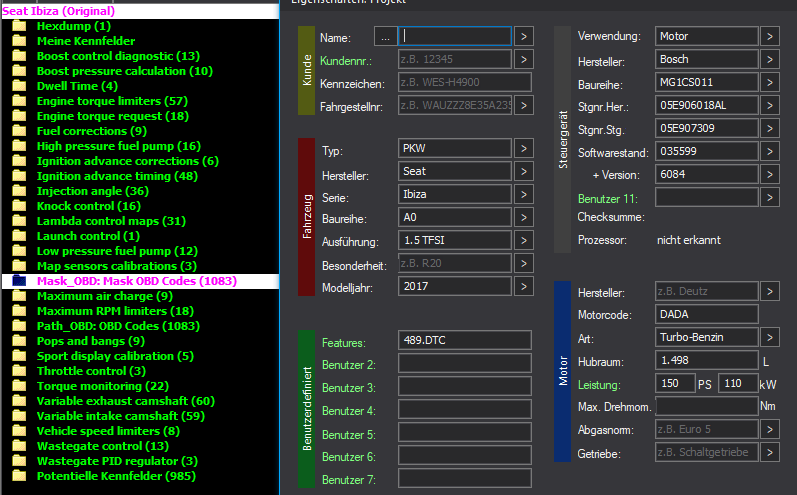 WinOLS & TunerPro Basic Mappack + DTC Bosch MG1CS011 – VAG 1.5T DADA – 05E906018AL 035599 – OLS / KP / XDF / JSON / CSV